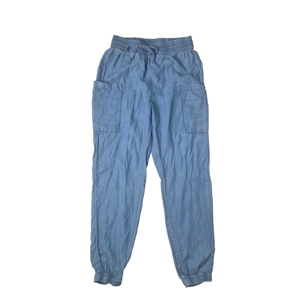 Indigo Rein XS Light Wash Chambray Cargo Jogger Pants Boho Soft Utility Lounge